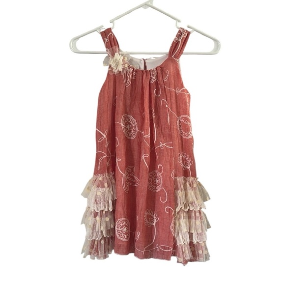 Isobella & Chloe Charming Red Dress embroidery ruffles lace polkadots size 5 - Picture 1 of 6